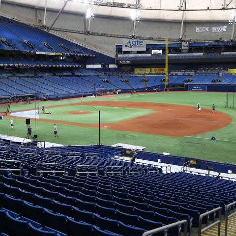 A general view of Tropicana Field during Tampa Bay