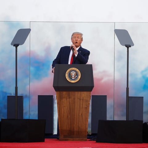 President Donald Trump speaks during a "Salute to 