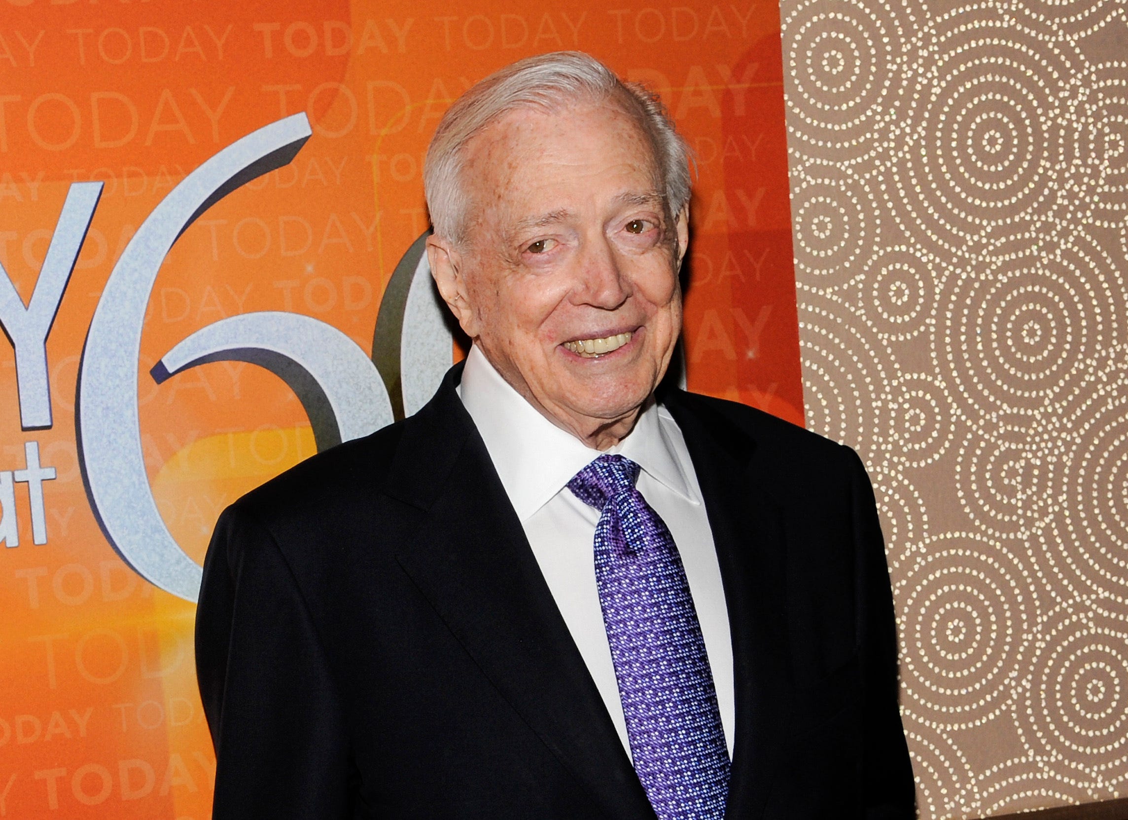 This Jan. 12, 2012 file photo shows Hugh Downs at the "Today" show 60th anniversary celebration in New York. Downs, a genial and near-constant presence on television from the 1950s through the 1990s, has died. His family said Downs died of natural causes Wednesday, July 1, 2020, in Scottsdale, Ariz. He was 99. Downs was a host of the ‘Today’ show on NBC, worked on the ‘Tonight’ show when Jack Paar was in charge, and hosted the long-running game show "Concentration."  