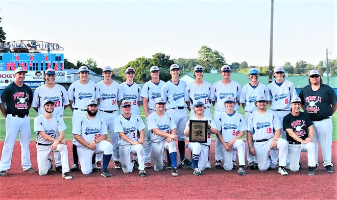 Lancaster Post 11 won the 28th Annual Lancaster Post 11 July 4th Baseball Classic championship on Sunday at Beavers Field. Members of the team are, front row, left to right: Evan Legg, Cayden Moore, David Hurst, Ethan Hyme, Brody Poston, Gavin Rowlan, Lane Kastely and head coach Dana Rowland. Second row, L-R: assistant coach Pat Hyme, Dylan Anthony, Nathan Hoffman, Ethan Malone, Brandon Miller, Tylor Wolfe, Joseph Conrad, Henry Conrad, Noah Stadwick, Drew Berstler, Maverick Ford and assistant coach Mike Slykerman.