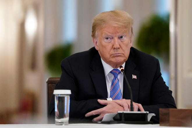 President Donald Trump participates in a meeting of the American Workforce Policy Advisory Board in the East Room of the White House in Washington, D.C., on June 26, 2020. (Drew Angerer/Getty Images/TNS)