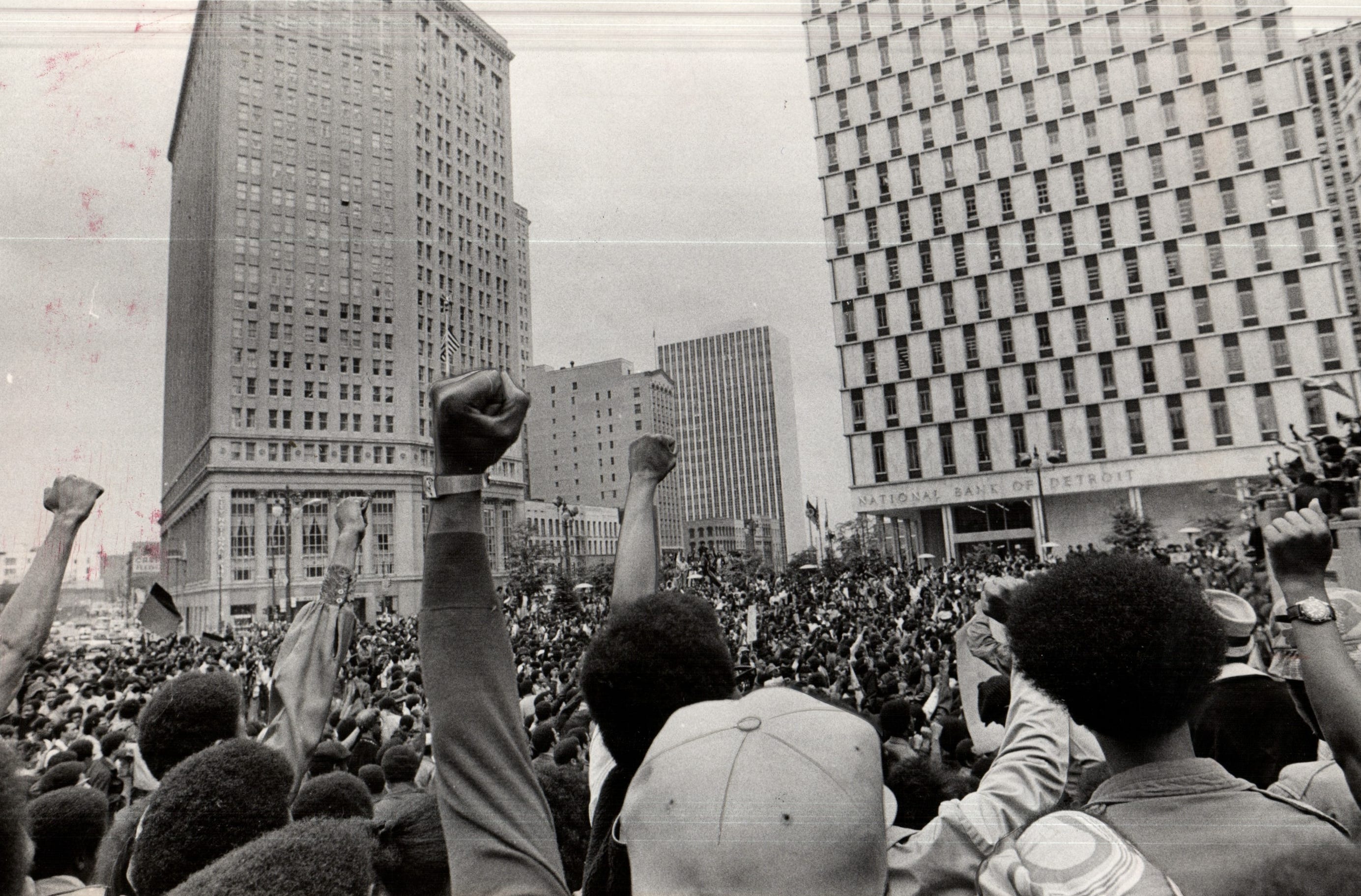 About 4,000 mostly black demonstrators gathered in downtown Detroit on Sept. 23, 1971, to protest the Detroit Police Department