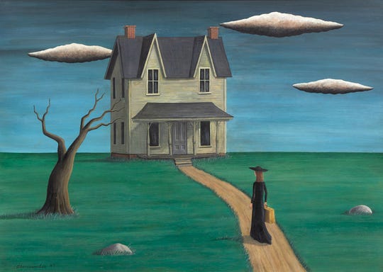 "Coming Home," purportedly by Gertrude Abercrombie, sold at action for $93,750 last year. The FBI is investigating it as a fake painting  created in the style of Abercrombie.