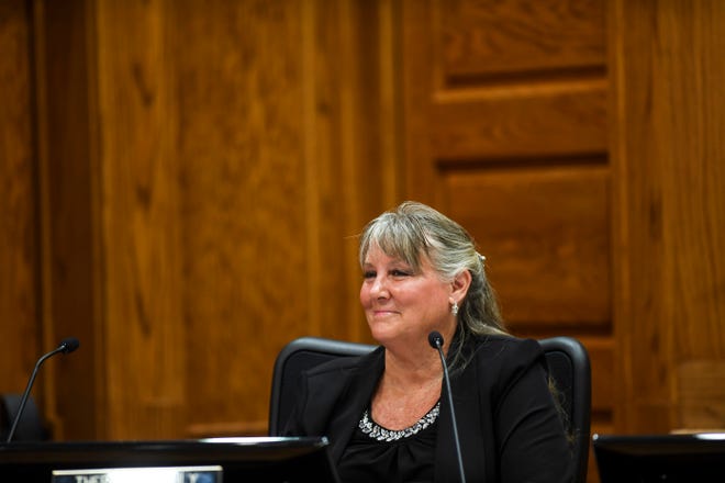 Theresa Stehly attends her final Sioux Falls City Council meeting on Tuesday, July 7, 2020 at Carnegie Town Hall in Sioux Falls, S.D.