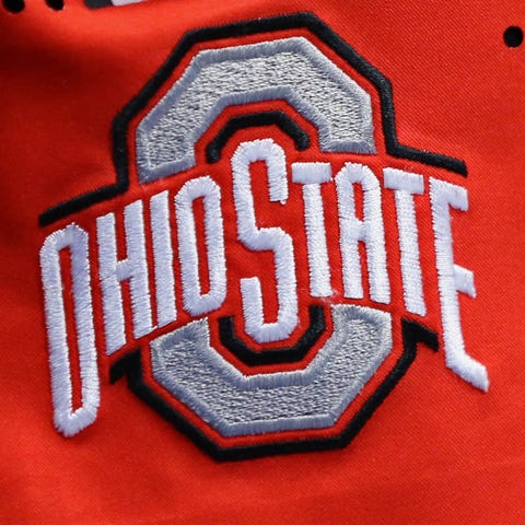 A view of the Ohio State Buckeyes logo on a pair o
