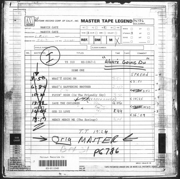 Master tape box for the "What's Going On" album.