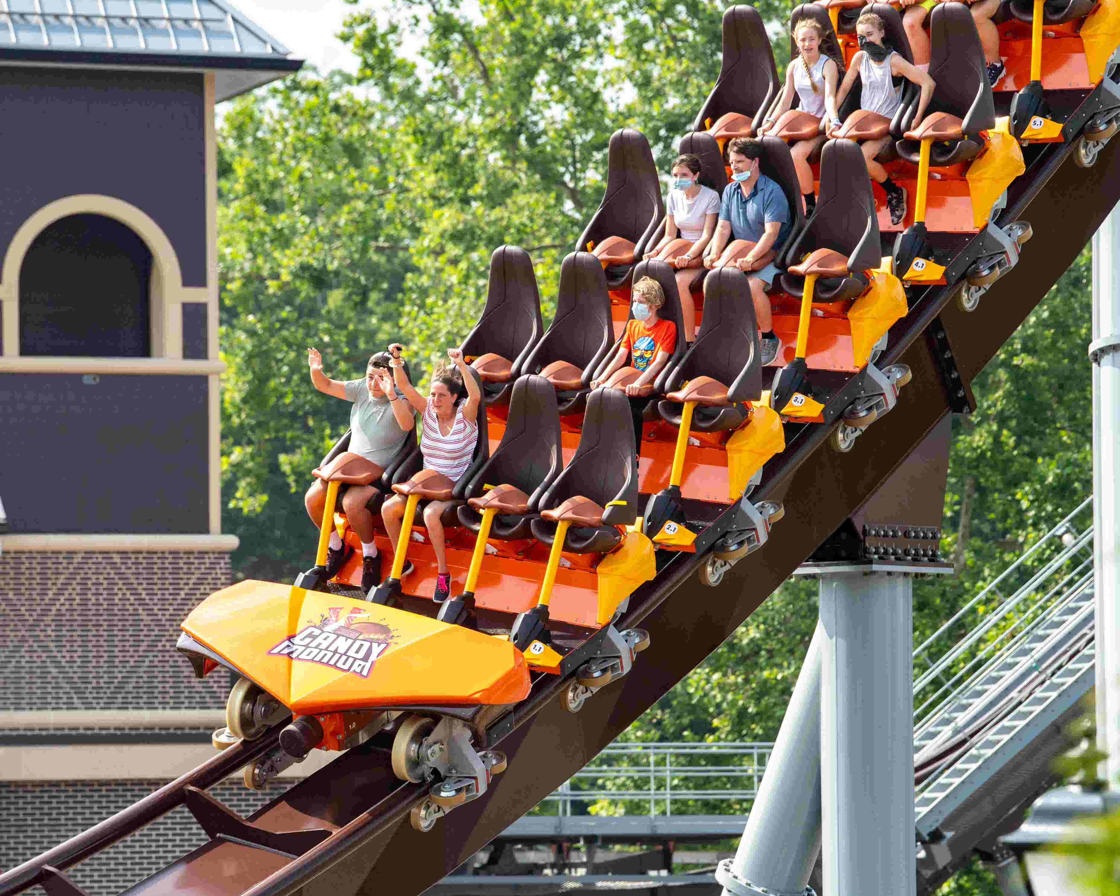 Watch Experience Hersheypark's Candymonium from the front row