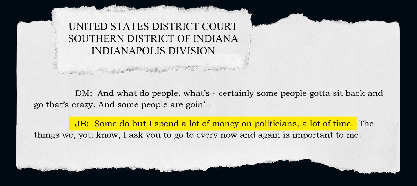 Transcripts of covert FBI recordings show former American Senior Communities CEO James Burkhart discussed campaign contributions with co-conspirator turned informant Dave Mazanowski in August 2015.