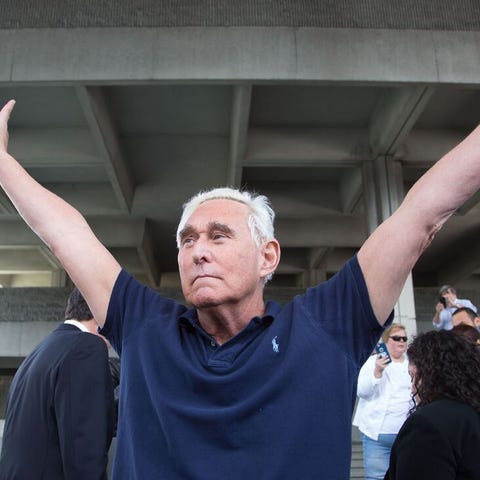 Roger Stone outside a courthouse in Fort Lauderdal