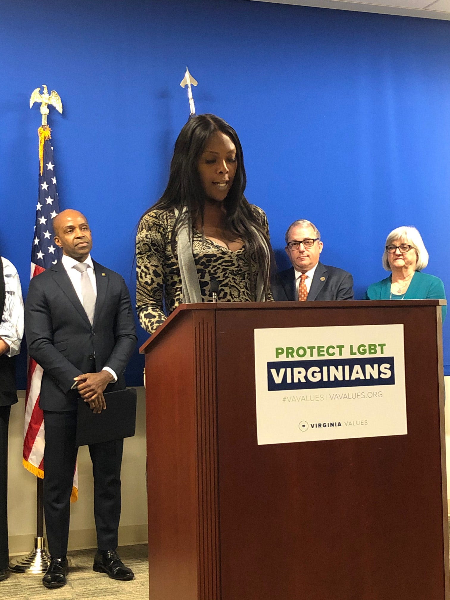 Activist Zakia McKensey testifies before the passage of the Virginia Values Act, which went into effect July 1 to protect LGBTQ people in Virginia.