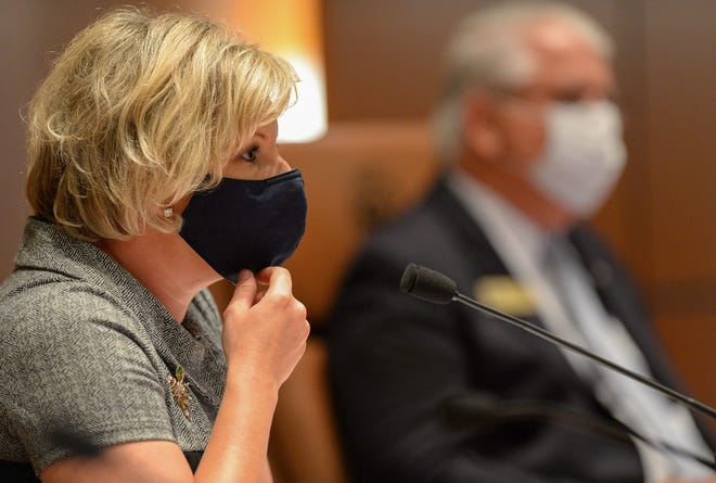 Discussion during the Indian River County Commissioners meeting as commissioners listen to the public before making a decision on a proposed mandatory mask mandate on Tuesday, July 14, 2020, in Vero Beach. The commissioners voted 3-2 against the requirement, over concerns of confrontations between the mask wearers and those choosing not to comply. 