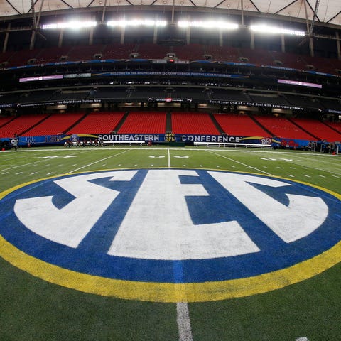 SEC logo is displayed on the field ahead of the So