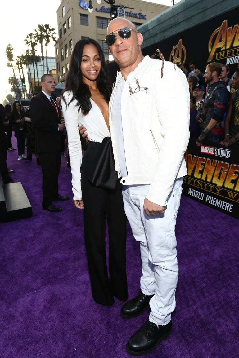 He and Zoe Saldana attend the premiere of Disney and Marvel's "Avengers: Infinity War" in 2018.