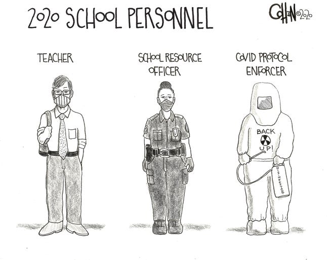 "School Personnel" July 15 Cohen editorial cartoon