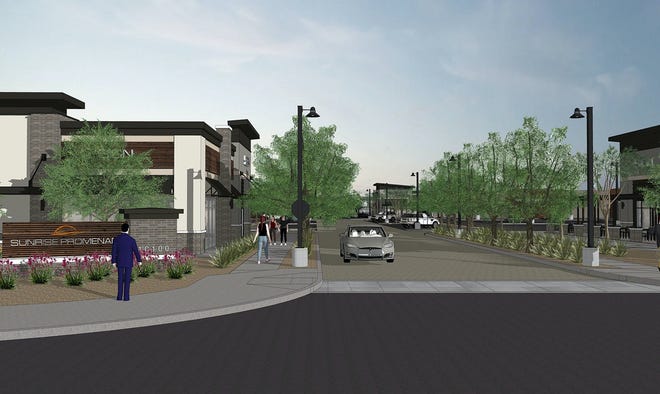 Peoria's new Sunrise Promenade shopping center, on the southeast corner of Lake Pleasant Parkway and Happy Valley Road, is slated to have an Aldi grocery store.