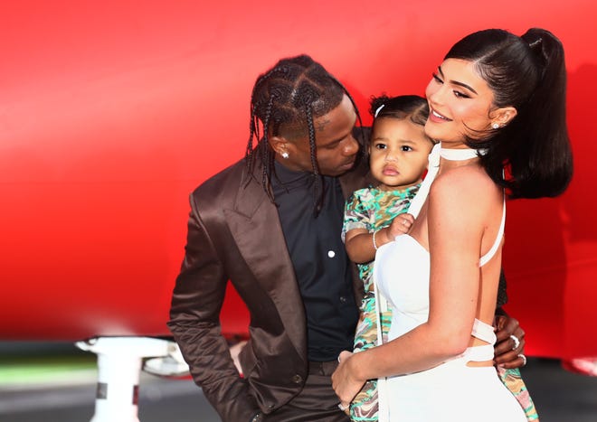 Kylie Jenner and rapper Travis Scott with their daughter Stormi.