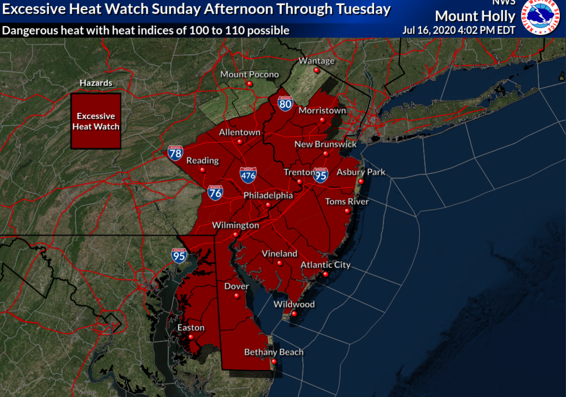 NJ weather Heat index could reach as high as 111 degrees this weekend