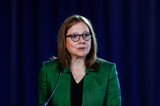 FILE - In this July 16, 2019, file photo General Motors Chairman and Chief Executive Officer Mary Barra speaks during the opening of their contract talks with the United Auto Workers in Detroit.   (AP Photo/Paul Sancya, File)