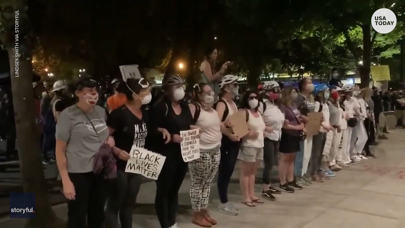 Portland protests: Federal agents in unmarked cars and walls of moms