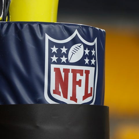 The NFL logo on the goal post at Pittsburgh's Hein