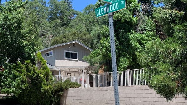 The mountain home in Crestline, Calif., where atto