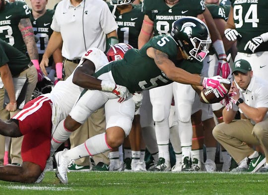 Hunter Rison caught 18 passes for 223 yards as a freshman at Michigan State in 2017.