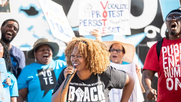Georgia voting rights activist LaTosha Brown speak