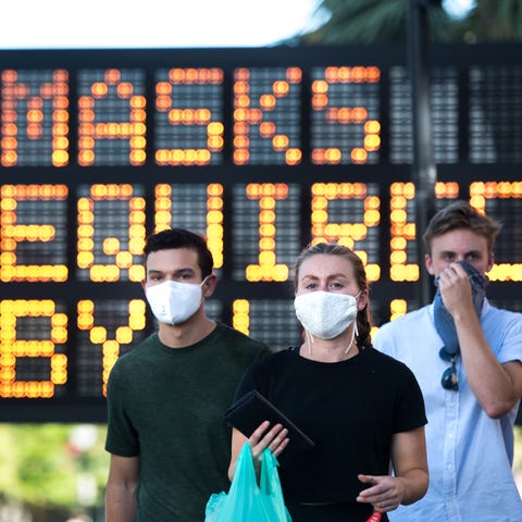 People wearing masks on July 18, 2020, in Charlest