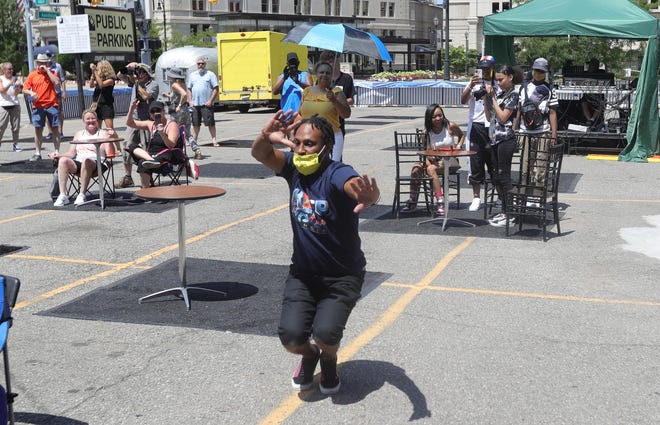 Dancer King L 1, a member of LongLiveJit, at the Detroit Music Weekend festival on July 25, 2020.