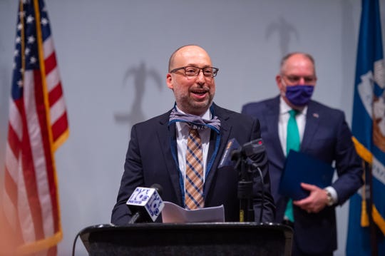 Bryan MacDonald, Chief Executive Officer of SchoolMint speaking at Press Conference at the LITE Center. Monday, July 27, 2020.