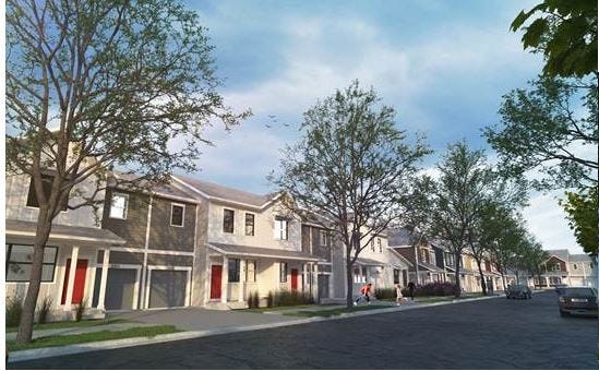 A rendering of what the townhomes on Kechter Road could look like. The project for 54 affordable homes is going through the city's development review process.