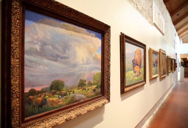Works of art sit on display at Fort Concho during the annual American Plains Artists Association show on Tuesday, July 28, 2020.