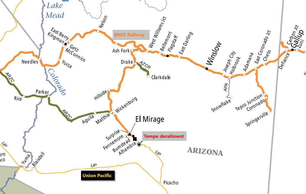 Union Pacific Railroad Map Arizona How Train Derailment On Tempe Bridge Will Affect Arizona's Economy