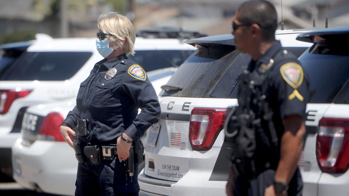 Oxnard Police Department Meets Outside For Shift Briefing