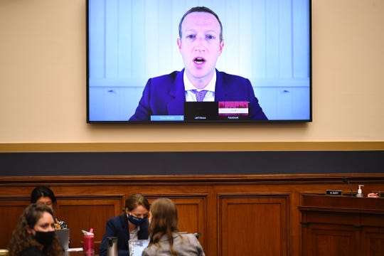 Facebook CEO Mark Zuckerberg testifies before the House Judiciary Subcommittee on Antitrust, Commercial and Administrative Law on Online Platforms and Market Power in the Rayburn House office Building, July 29, 2020 on Capitol Hill in Washington, DC.