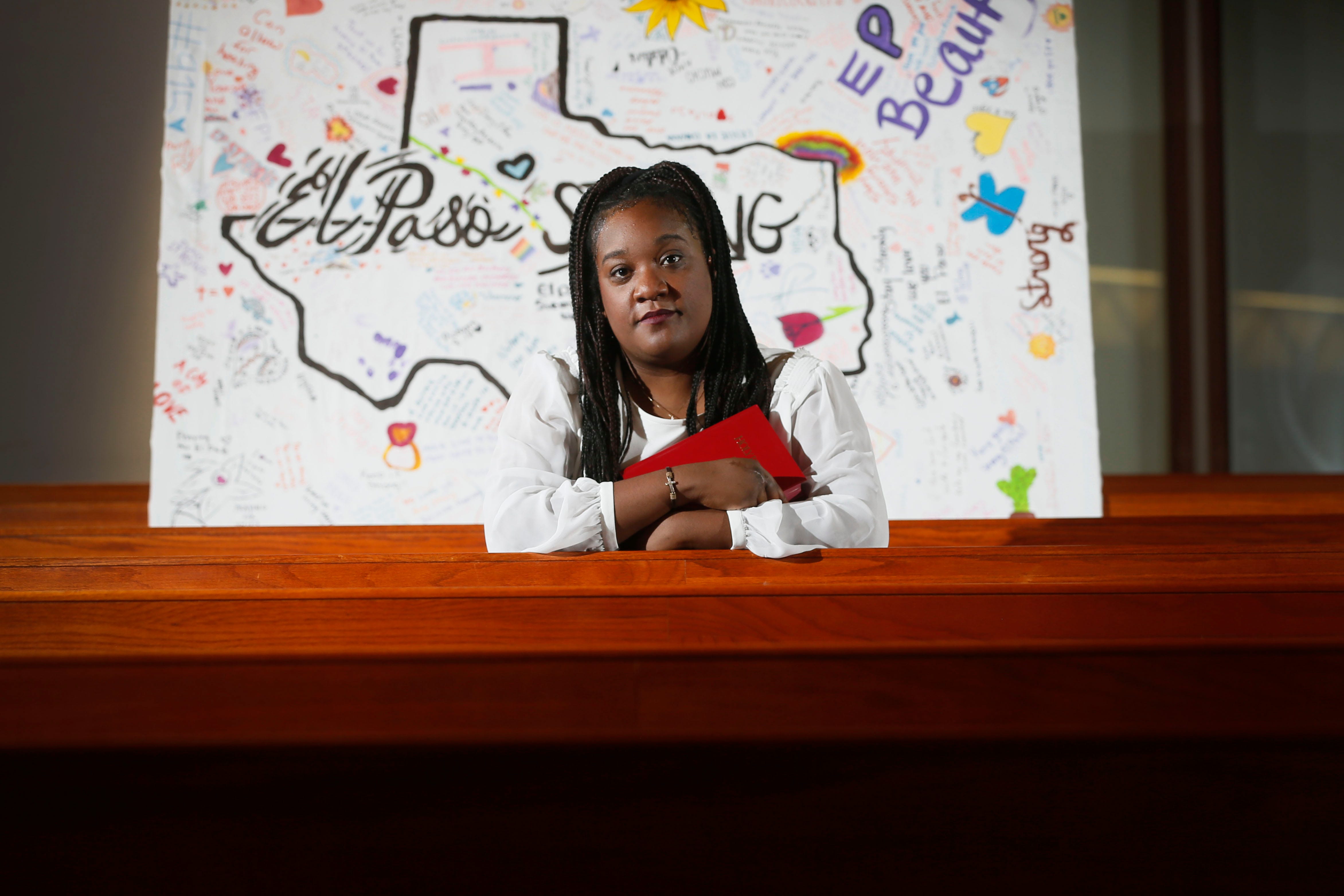 Michelle Grady is shown Saturday, Aug. 1, 2020, at her church, Prince of Peace Christian Fellowship, in El Paso. Grady was shot multiple times Aug. 3, 2019, when a gunman opened fire at an East Side Walmart.