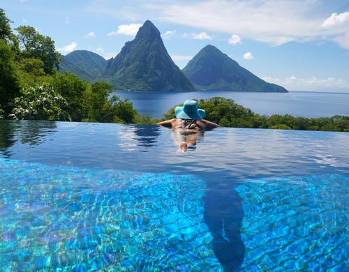 <strong>St. Lucia: </strong>Jade Mountain Resort also offers mesmerizing views of Soufriere Bay.