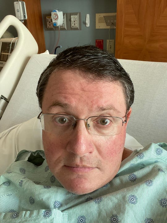 A selfie by Republican State Rep. Randy Fine from his hospital bed at Holmes Regional Medical Center on Aug 4., 2020 where he was admitted for observation for COVID-19.