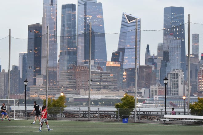The Record/Northjersey.com reporter Melanie Anzidei finally plays soccer with her adult team at Sinatra Park Soccer Field in Hoboken on 08/03/20 following the affect of the COVID-19 outbreak. 
