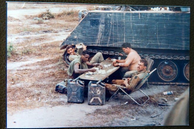 Bart Fabian, back left, pictured in a photo from Vietnam, 1969.