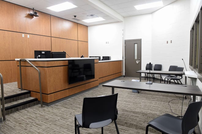 A courtroom is built within the new Minnehaha County Jail building on Wednesday, August 5, in Sioux Falls. 
