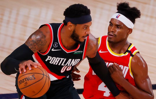 Carmelo Anthony S Clutch Play Keeps Trail Blazer S Playoff Hopes Alive