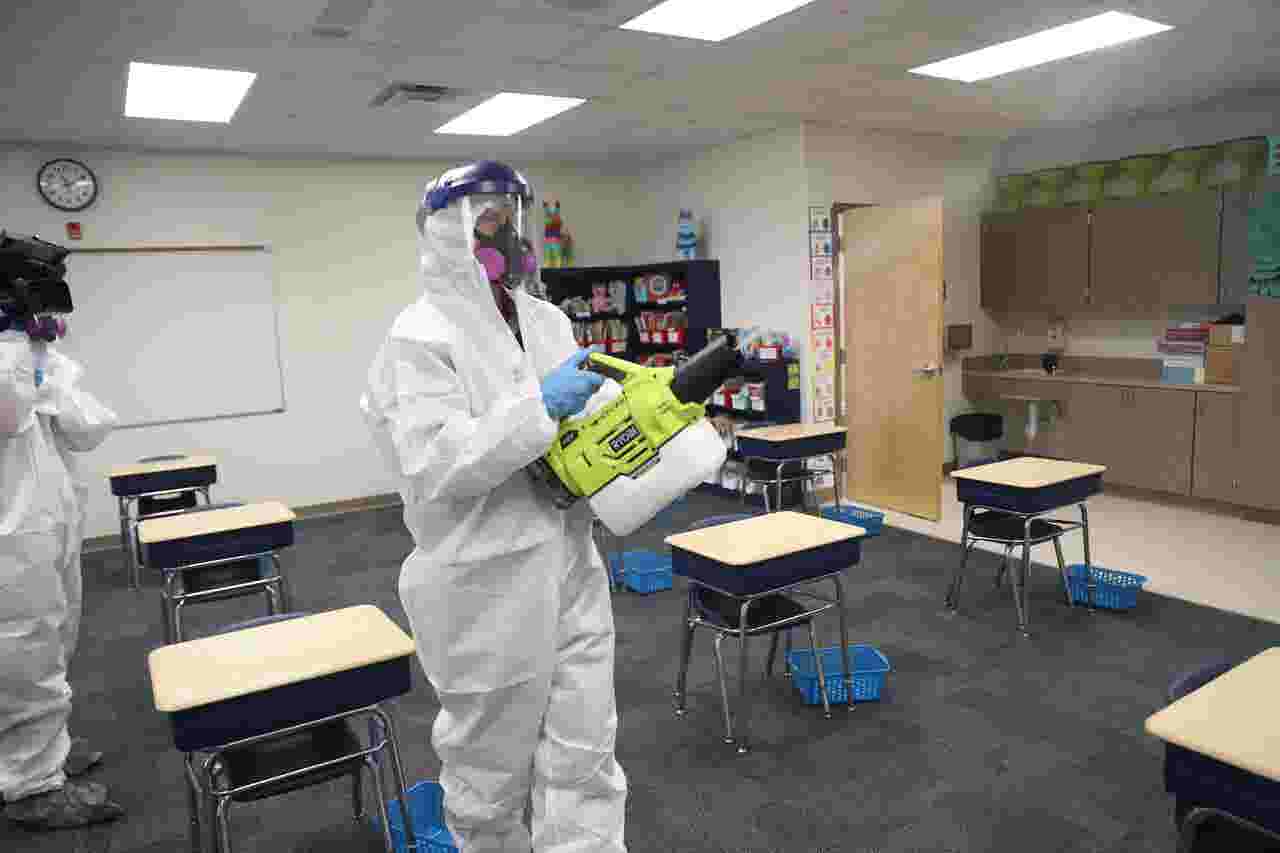 Lee County Schools hold COVID19 killing fogging demonstration in