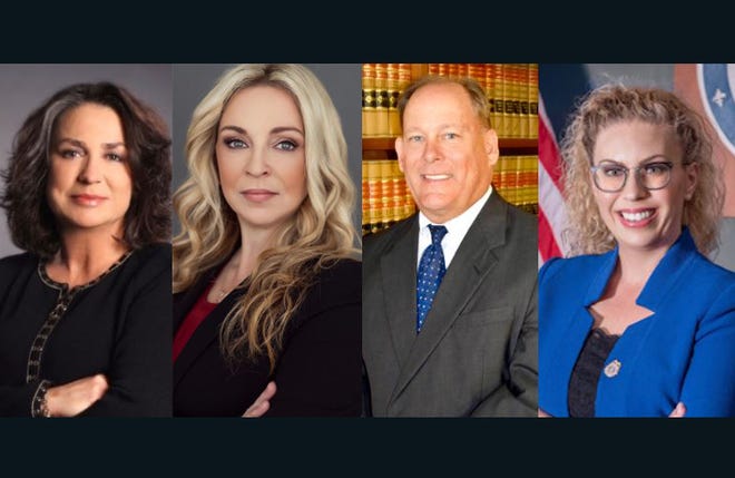 12th Judicial District County Judge candidates Connie Mederos Jacobs, Kristy Zinna, Christopher Pratt and Melissa Gould. [Provided photos]