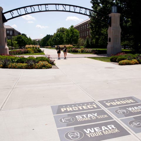 "Protect Purdue" stickers are placed near the Gate
