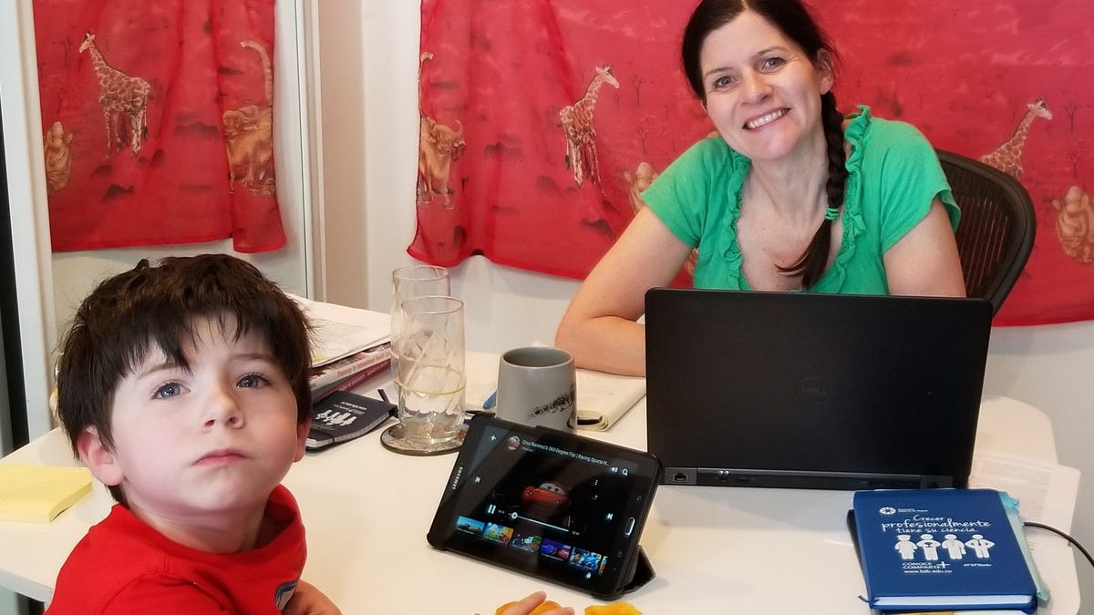 Traci Wells is juggling work and remote learning with her children, including her four-year-old son who will be returning to pre school.