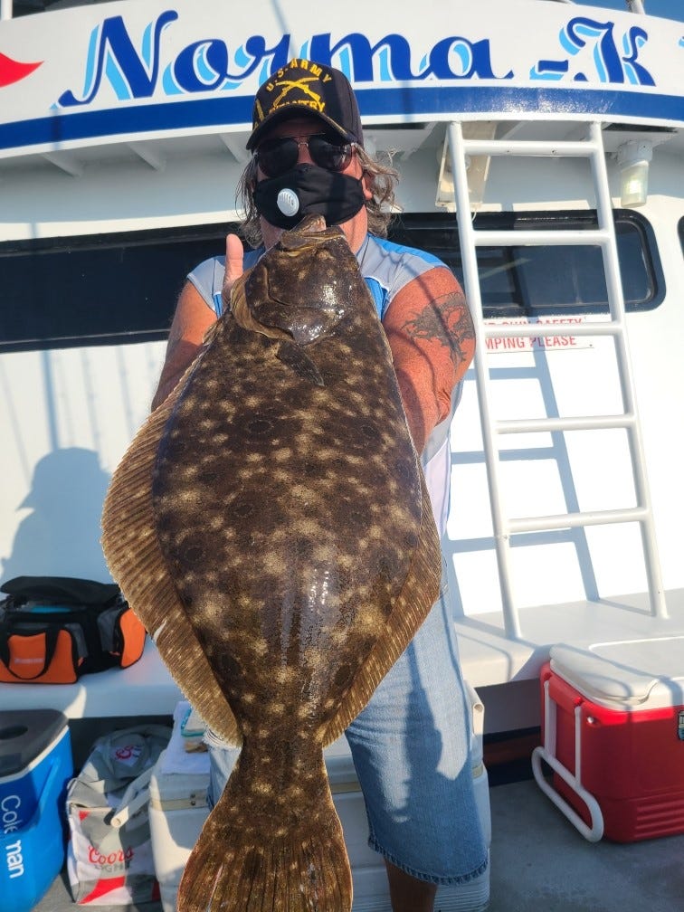 start to bite, 12pound fluke landed near Manasquan