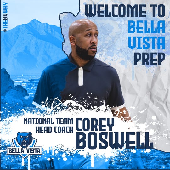 Corey Boswell is named Bella Vista Prep basketball coach. Bella Vista