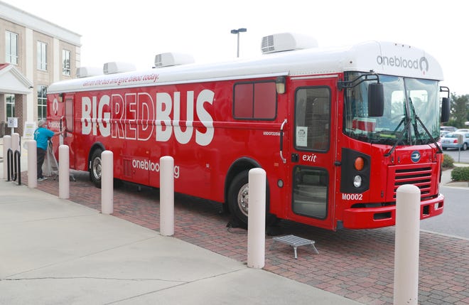 One of three Big Red Bus units is ready for plasma donations on August 11, 2020 at the Bay County Government Center. 