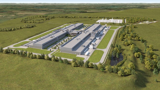 A rendering of Facebook's future data center in Gallatin.